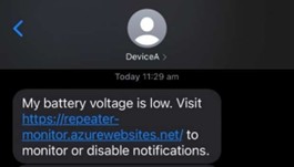 Figure 13: Battery Failure SMS